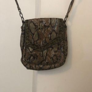 Falchi by CarlosFalchi multicolored faux snakeskin w/faux fur trim shoulderbag